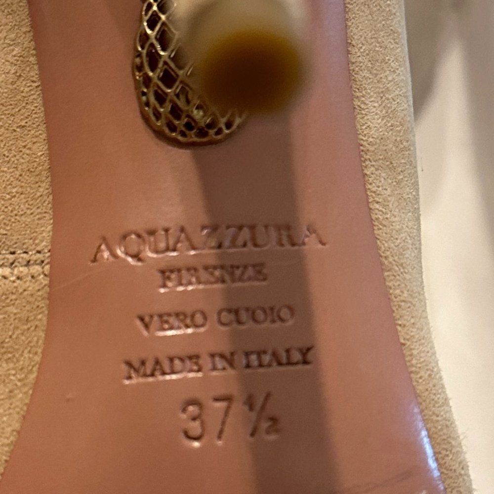 Aquazzura Sexy Thing 105 new, re-soled sz 7.5 NUDE SUEDE - Picture 5 of 9
